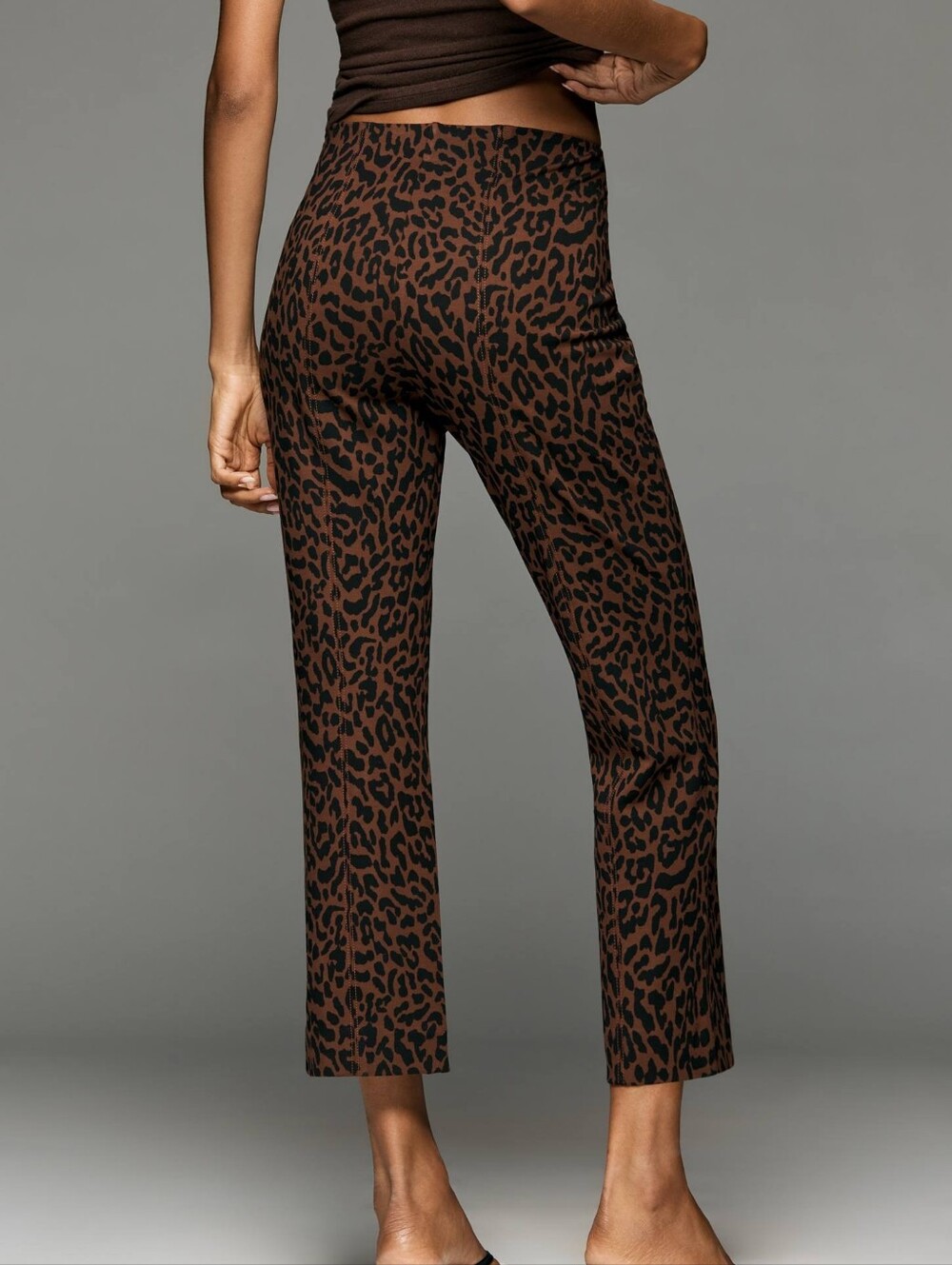 Maeve Anthropologie Poppy Leopard Kick Flare Pull On Pants Brown M NWT - Picture 3 of 11